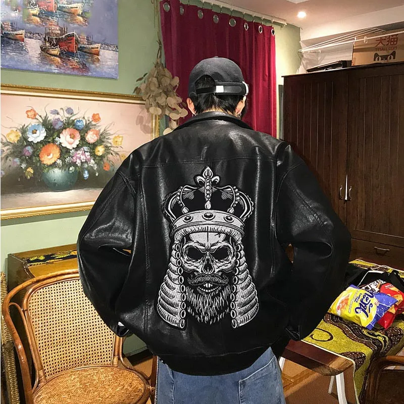 New Crown Skull Punk Biker Patch Large Embroidered On Clothes Back Embroidery For Clothes Iron On Patches