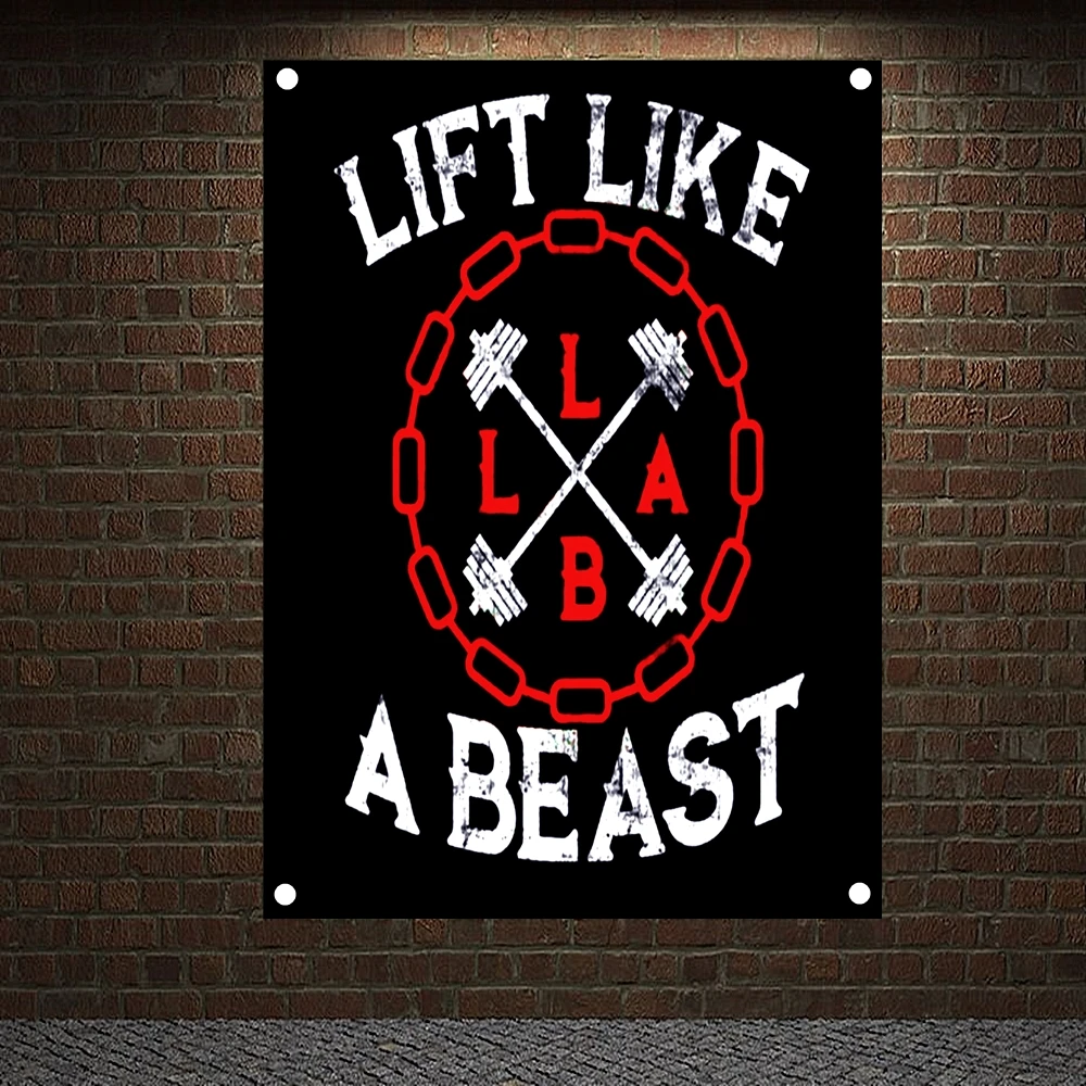 

LIFT LIKE A BEAST Motivational Workout Posters Wall Chart Exercise Bodybuilding Banners Flag Wall Art Tapestry Sticker Gym Decor