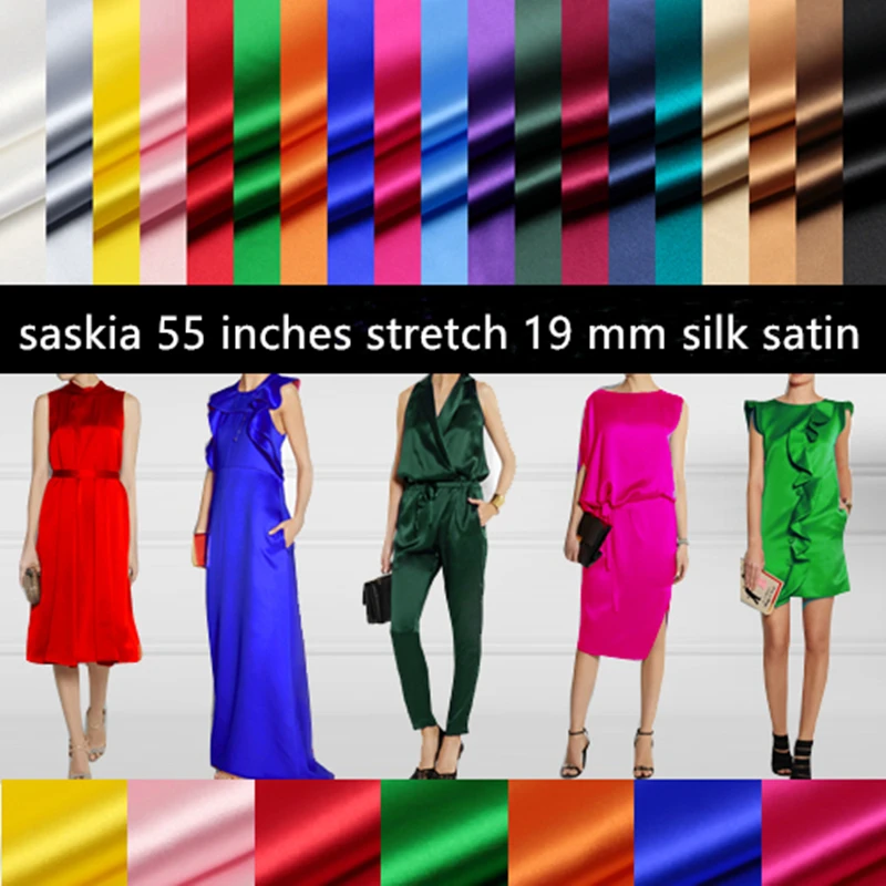 

19 MM Silk Satin Fabrics For Sewing Per 0.5 Meters Lycra Stretch Charmeuse Nature Mulberry Cloth Quilting Patchwork DIY Grown