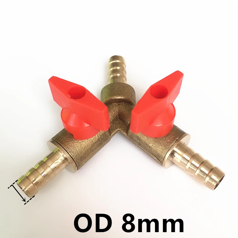 1 Piece 8mm 10mm Y shape 3 Way Small Brass Ball Valves Plastic Water Hose Tube 3-Way Shut Off Ball Valves