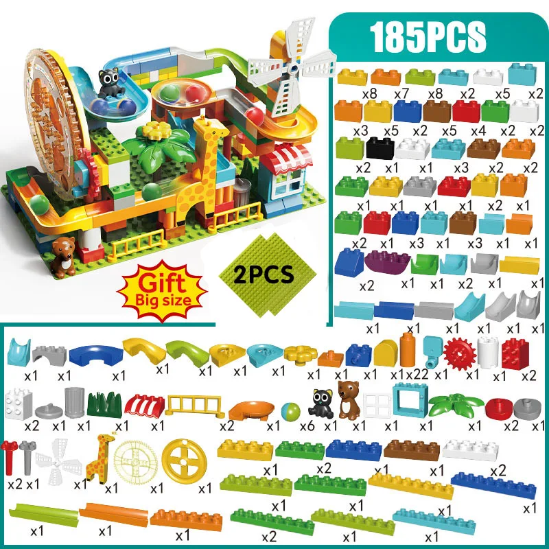 171-269Pcs Marmeren Ras Run Big Size Blok Bouwstenen Trechter Dia Blokken Diy Educatief Baksteen Speelgoed voor Kinderen Gift