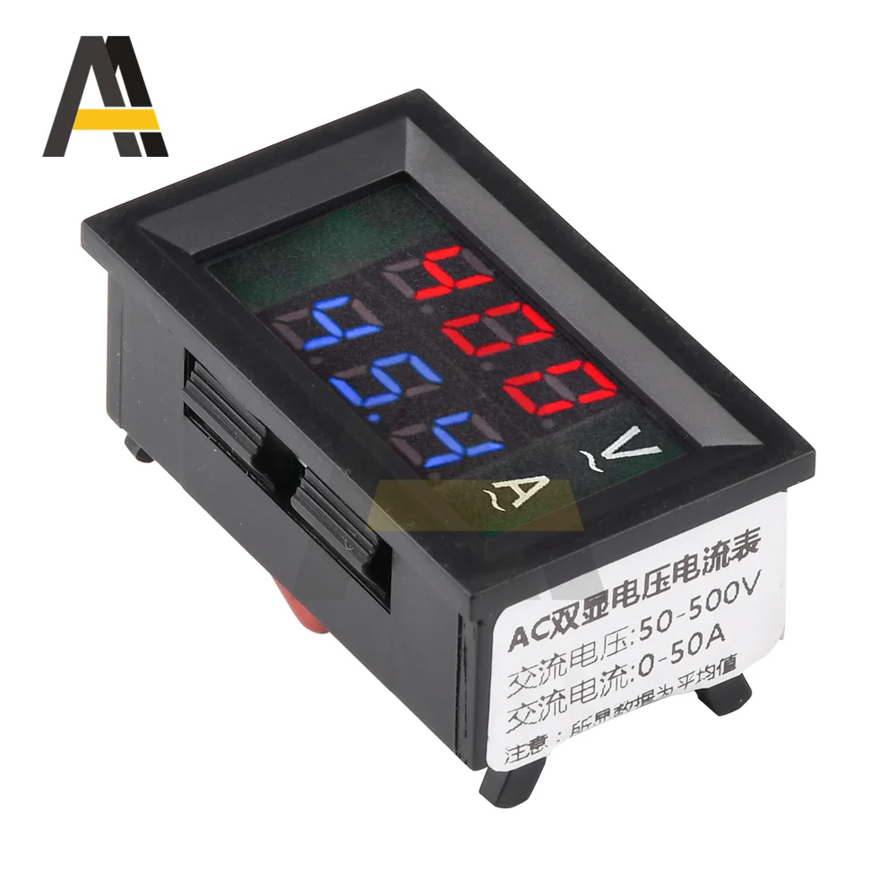 Medidor de corriente de voltaje Digital LED, amperímetro con transformador, 10A, 50A, 100A, CA, AC50-500V