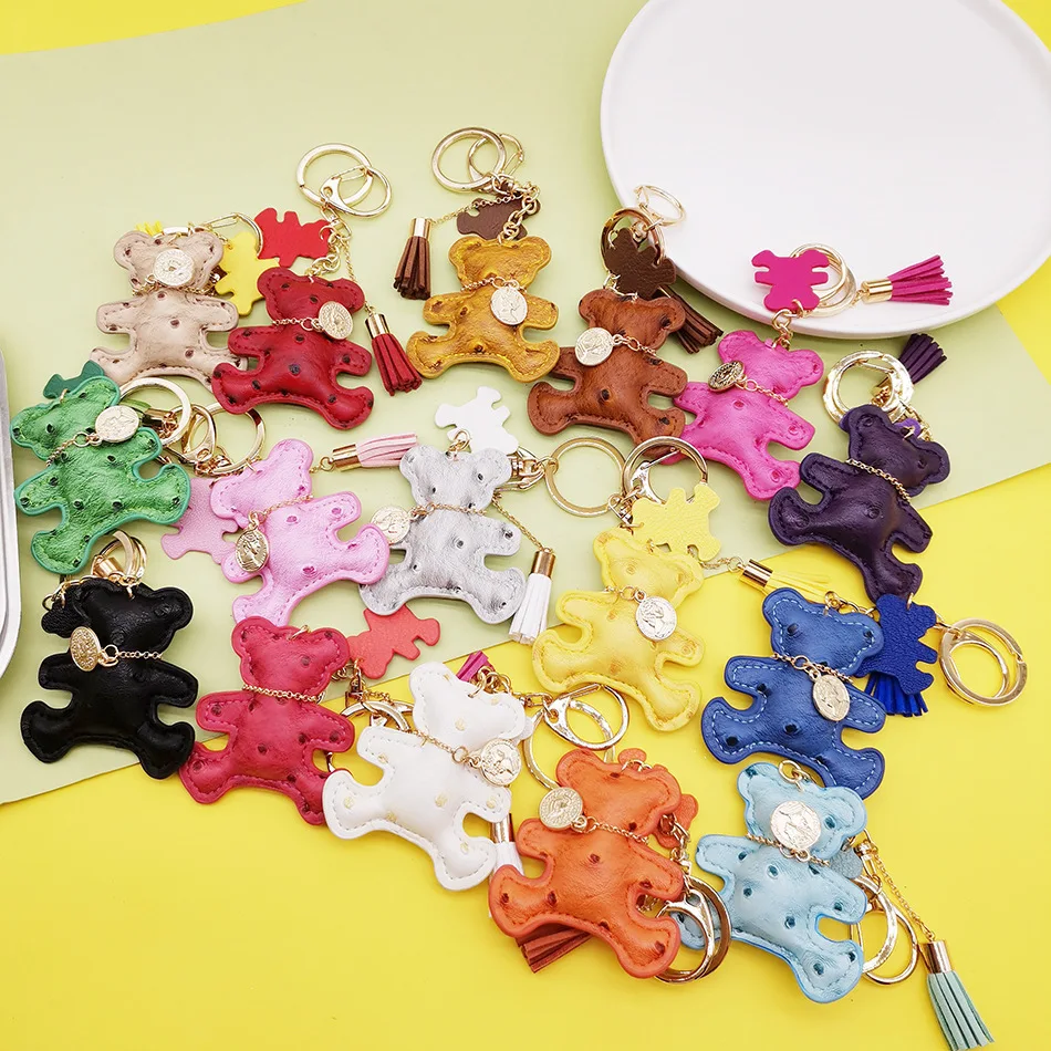 keychain women kids like grid bear animal cartoon bag pendant decoration accessory DIY buckle creative high grade