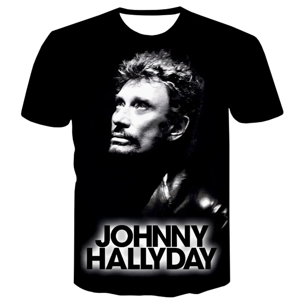 Rock Singer T-shirt Johnny Hallyday 3D Printed T-shirts Men Women Casual Streetwear Hip Hop Clothes Harajuku Oversized Tee Tops