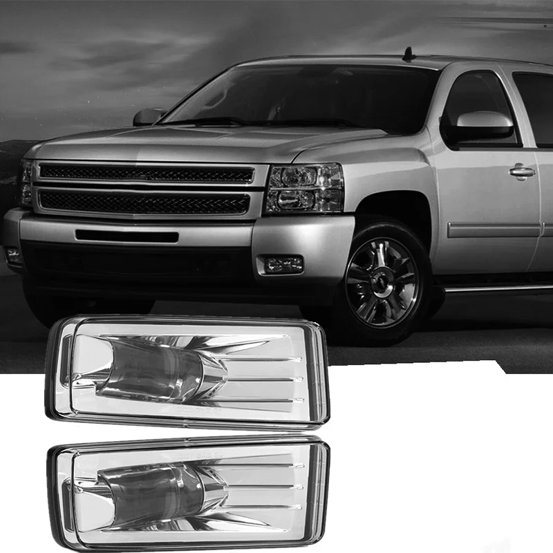 

1Pair LED Fog light Fit For Chevy Silverado 2007-2015 GMC 2007-2015 Sierra Yukon transparent front bumper light anti-fog light