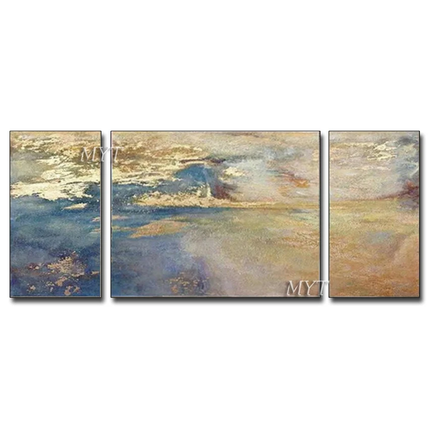 

Christmas 3 pieces of modern art golden abstract painting hand painted wall home decoration painting oil painting canvas