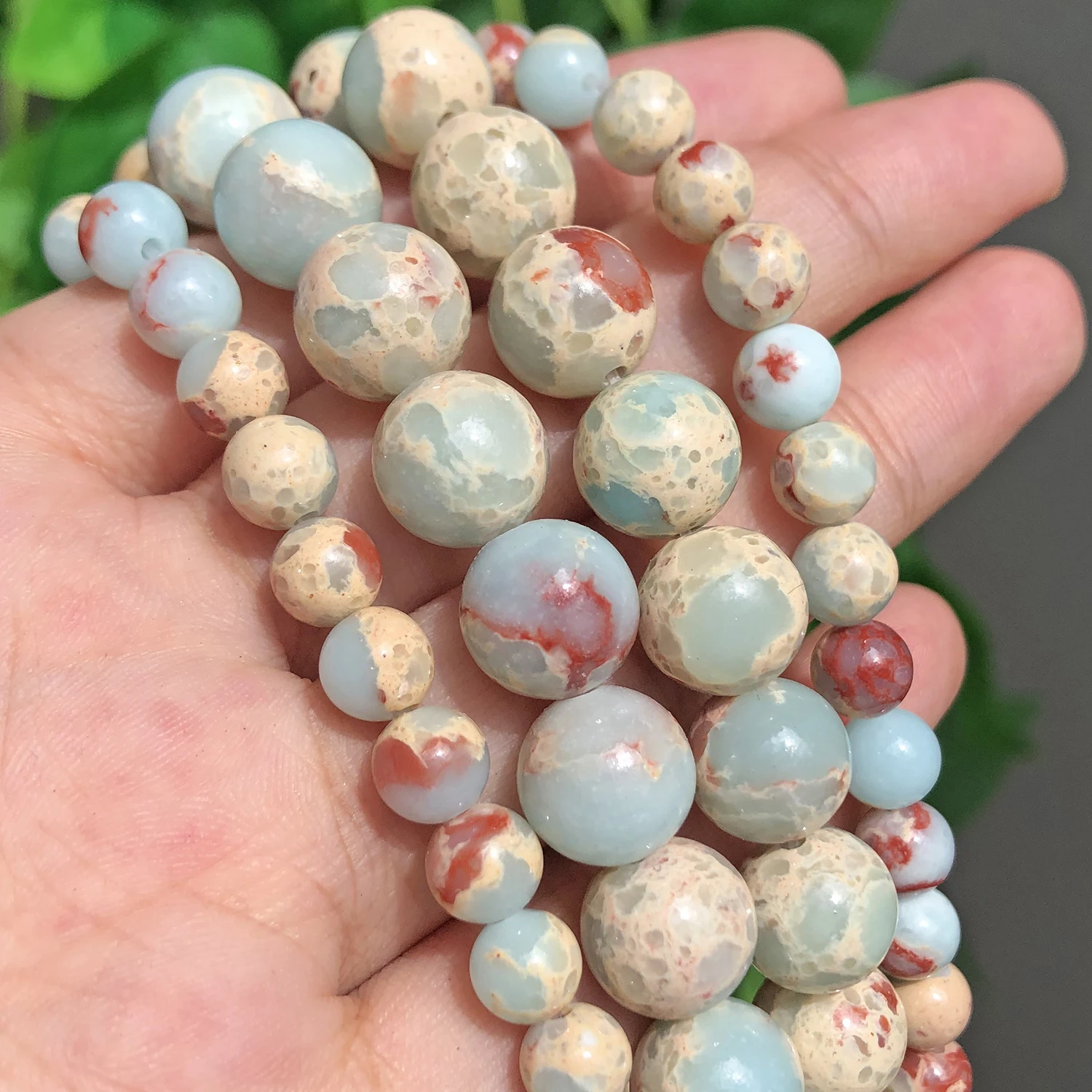 4/6/8/10/12mm Natural ShouShan Stone Snakeskin Blue Stone Beads Round Loose Spacer Beads For Jewelry Making diy Bracelet