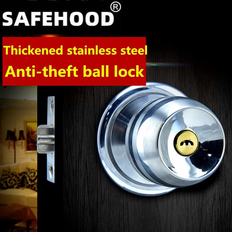 

Spherical Door Lock Stainless Steel Double Ring Interior Room Door Lock Access lock With key Bathroom bathroom