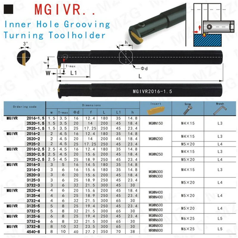 MOSASK MGIVR 16 20 25 mm Internal Toolholders Boring Bar CNC Lathe Arbor MGMN Inserts Machining Cutter Inner Hole Grooving Tool