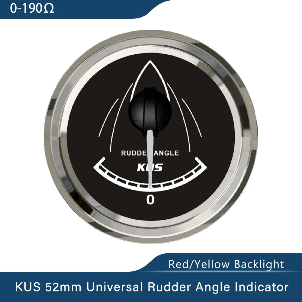 

KUS 52mm Rudder Angle meter 0-190 ohm Signal Red or Yellow Backlight for Boats Yachts