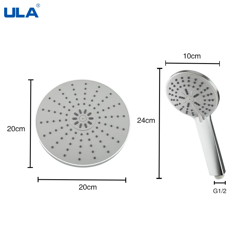 ULA Handheld Shower Head Set High Pressure 3 Mode Adjustable Bath Shower Jets Removable Filter Water Saving