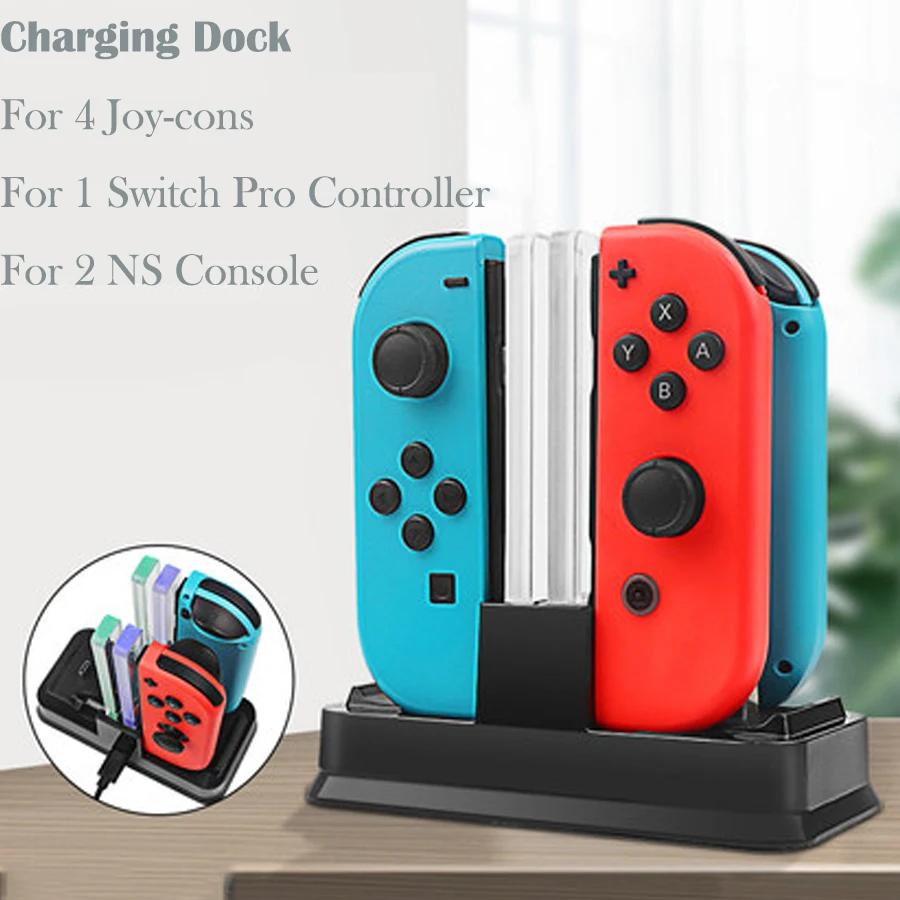 6ใน1 Nintend สวิทช์ Joy-Con Charger ขาตั้งชาร์จแท่นวางสำหรับ NS Switch 2คอนโซล4 Joycons 1 Pro Controller อุปกรณ์เสริม
