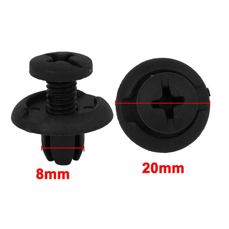 8mm Auto Fasteners Rivets Clips Retainer Black Universal Car Bumper Fender  for Mitsubishi Honda Nissan Car Accessories