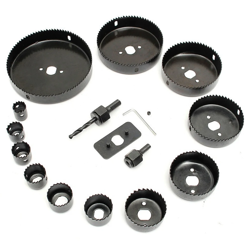 11 PCS/16 Pcs Hole Saw Cutting Set Kit Alat Pengeboran Kayu Pemotong Logam Kualitas Tinggi Mandrels Gergaji Inti mata Bor Kayu