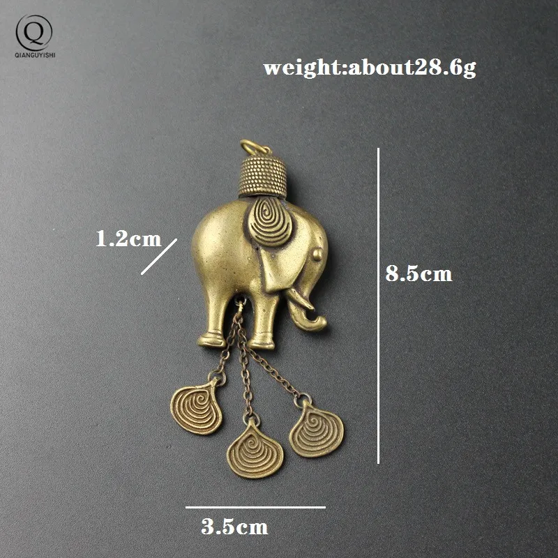 Animal Elephant Ivory Figurines Vintage Brass Keychain Pendant Jewelry Handmade Metal Car Key Chain Ring Backpack Hangings Gifts