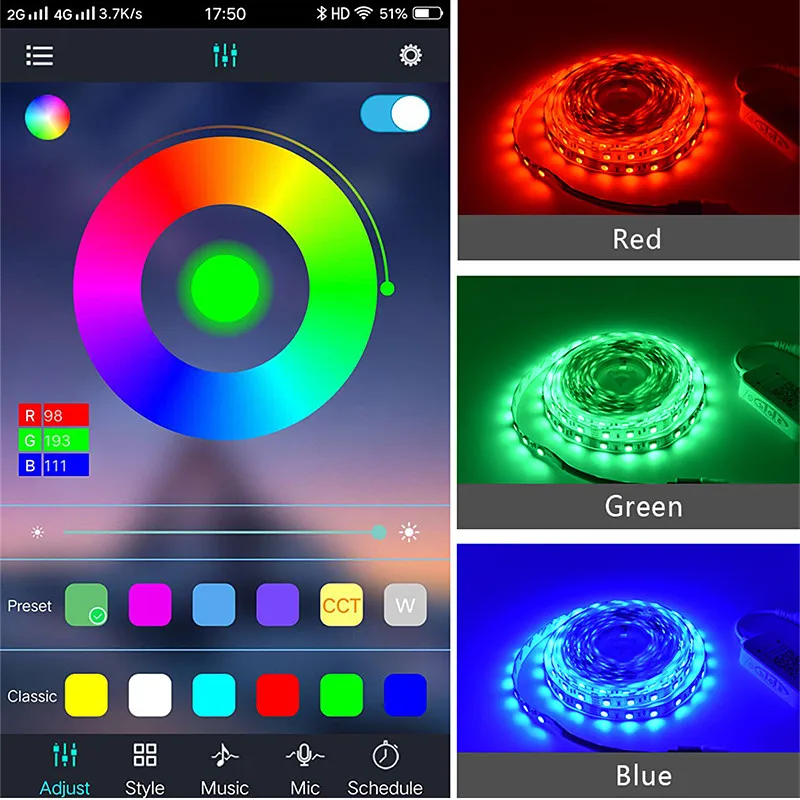 RGB Led Controller DC5-24V Bluetooth Music Voice Control 24 Keys 16 Million Colors With Timer Mode For 5050 2835 RGB Strip Light