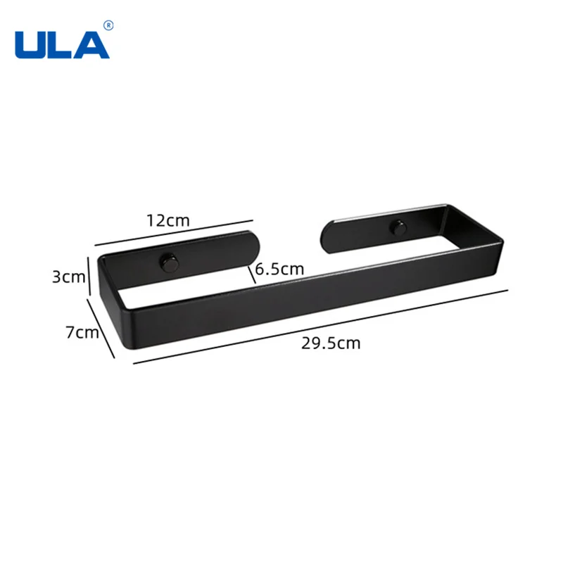 ULA Free Drill Black Bathroom Hardware Set Robe Hook Towel Rail Rack Bar Shelf Tissue Paper Toothbrush Holder Bath Accessories