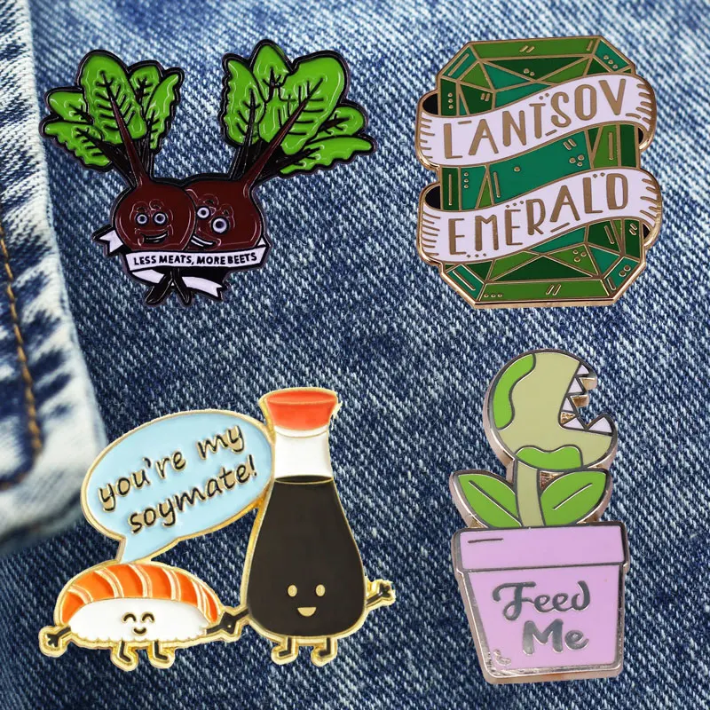 Beautiful Dionaea Muscipula Cartoon Brooch Metal Enamel Lapel Badge Collect Denim Jacket Backpack Pin Given Friends And Fans Gif