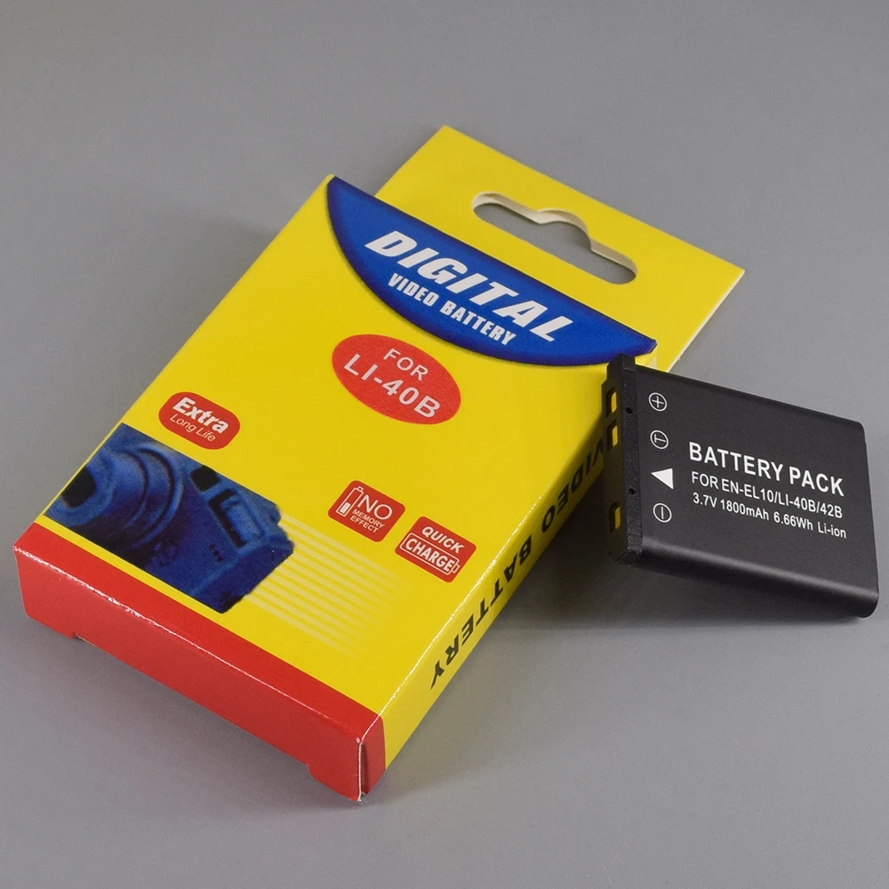 PALO 3.7V 1800MAh Li-40B Li40B Lý 40B Li-42B EN-EL10 EN EL10 ENEL10 Máy Ảnh Kỹ Thuật Số Pin Cho Olympus Nikon máy Ảnh Fujifilm Kodak