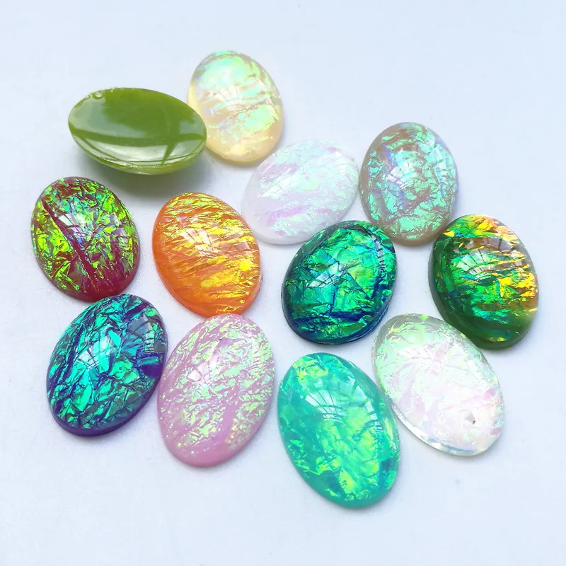 10 Pieces/lot 13x18mm 12 Colors Oval Resin Beads Cabochon Cameo Beads For Jewelry Pendant DIY Making Accessory