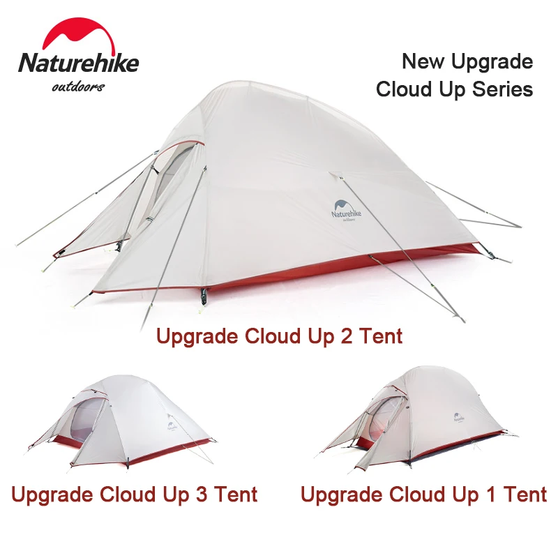 Naturehike Upgraded Cloud Up 1 2 3 Person Camping Tent Outdoor Ultralight 20D Travel Tent Hiking Camping Equipment With Mat