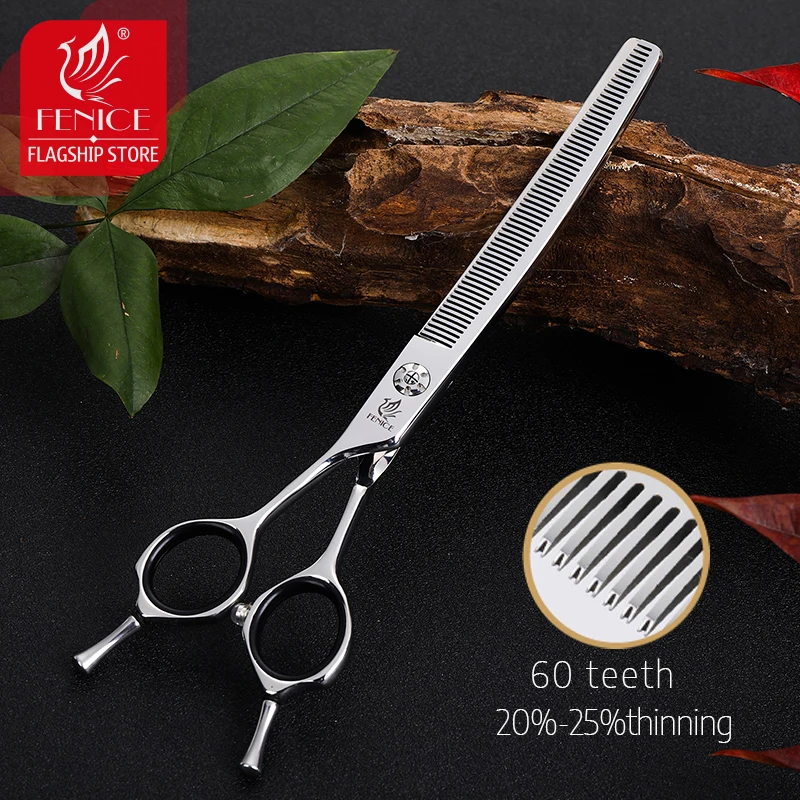 Fenice 7.0 inch Left Handed Professional Dog Grooming Scissors Set Curved Thinning Dog Puppy Shears Pets Supplies Groomer Tools