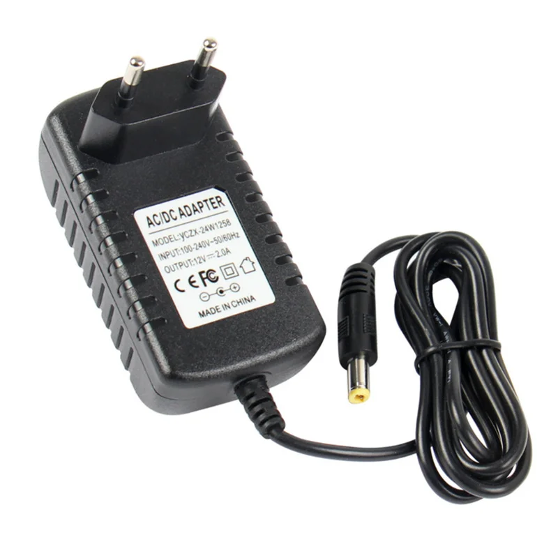 12V 2A Power Supply AC 100V-240V Power Adapter 2000mA EU US UK Plug 5.5mm x 2.1mm for lED Strip Light CCTV IP Camera