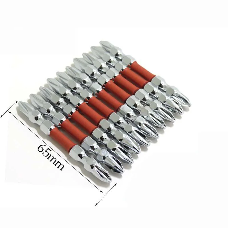 

10pcs 65mm Cross PH2 Magnetic Antislip Electric Impact Phillips Double Ended Screwdriver Bits Set Quick Release 1/4" Hex Shank