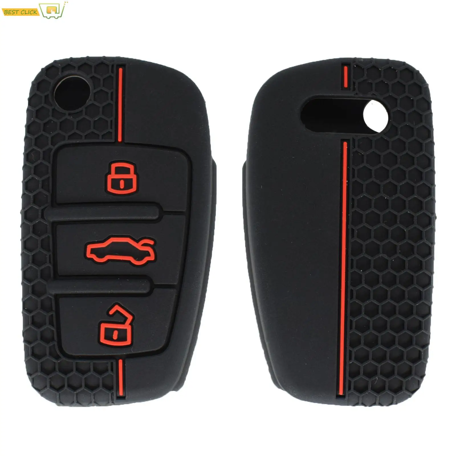 Silicone Car Key Cover Shell For Audi A1 A3 A4 A5 A6 A7 A8 R8 TT S5 S6 S7 S8 Sq5 Q5 Q7 Rs4 Fold Flip Remote Key Case Fob Keyless