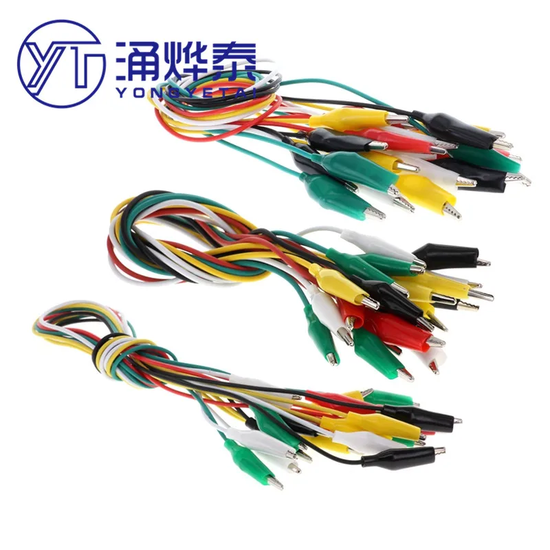 YYT 10PCS Color crocodile clip test lead wire power cord 5 colors random double head with line length 50cm large, medium small