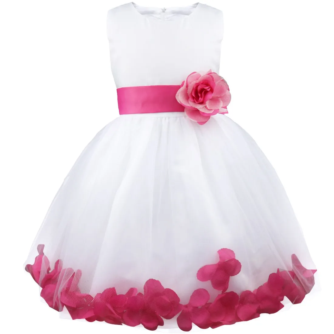 Vestido de princesa con lazo de tul para Ballet con pétalos de flores para niñas pequeñas, vestido Formal para desfile de boda, vestido de baile para dama de honor