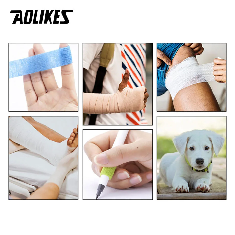 AOLIKES 4.5m Self Adhesive Wrap Tape Medical Therapy Elastic Bandage Knee Protector Colorful Printed Finger Joints Pet Tape