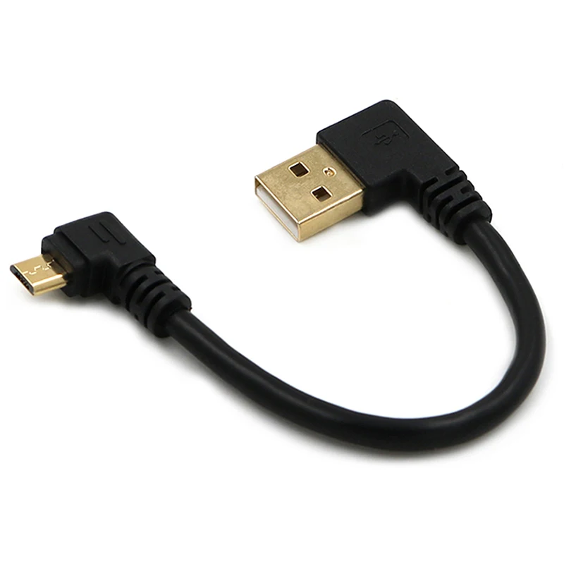 15CM Gold Plated USB 2.0 Charger Cable Right Angle Card 90 Male Micro Left Sync Cable Degree Data USB Charging Corner To X8E9