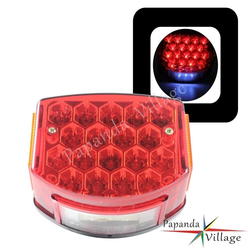 Papanda Motorbike LED 12V Black Housing Red Lens Rear Taillight Brake Stop Light Warning Lamp for Minsk 125cc Carpathians 50cc