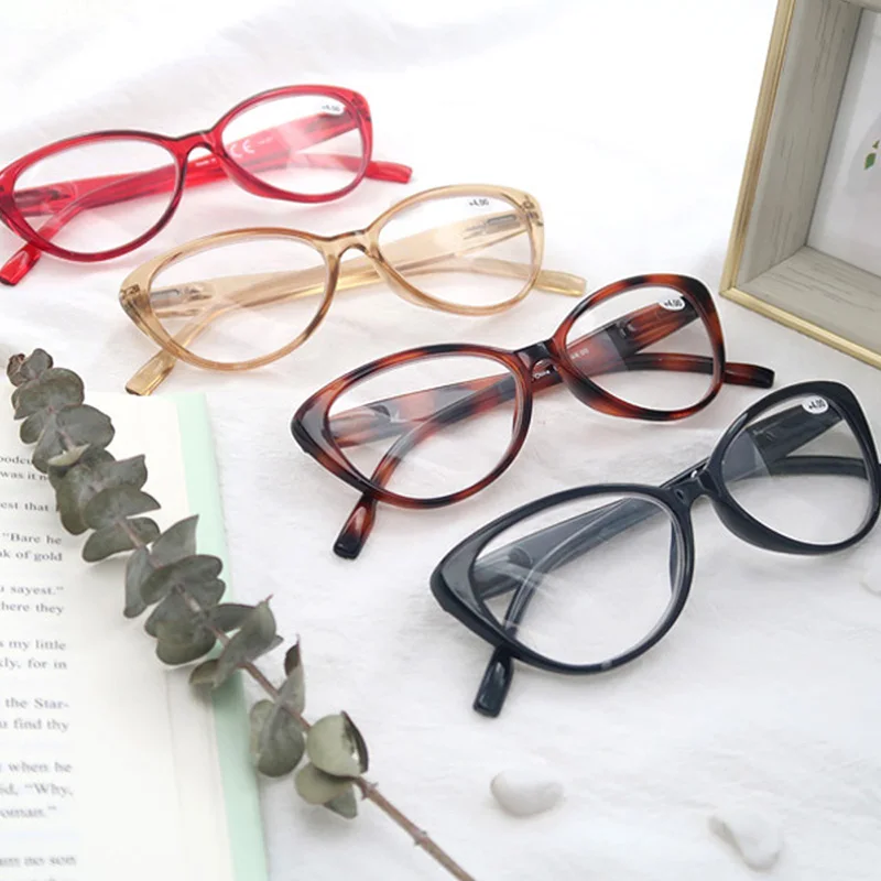 Women Reading Glasses Classic Oval Cat Eye Frame Female Readers Eyeglasses Comfortable Spring Hinge for Female with Diopter