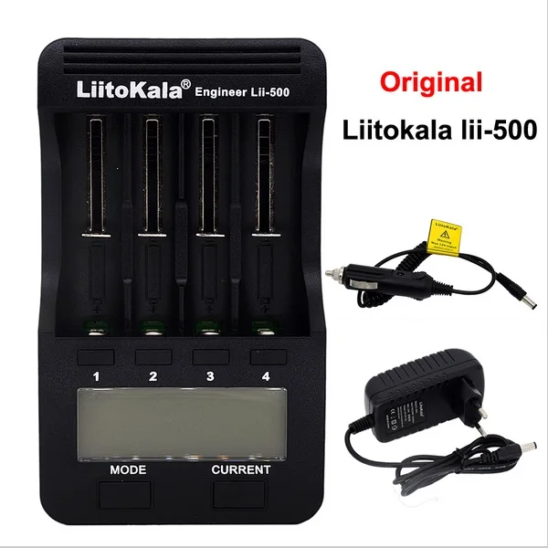 Liitokala lii-500 LCD 3.7 فولت/1.2 فولت AA/AAA 18650/26650/16340/14500/10440/18500 شاحن بطارية مع شاشة + 12V2A التكيف + الإخراج 5V1A