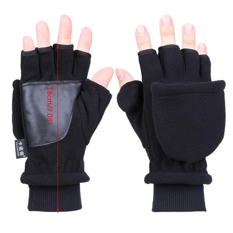 Inverno Polar Fleece Mezza Barretta di Vibrazione Guanti Doppio Strato Addensare Touch Screen Senza Dita Cabrio Mittens Guanti Da Polso Dello