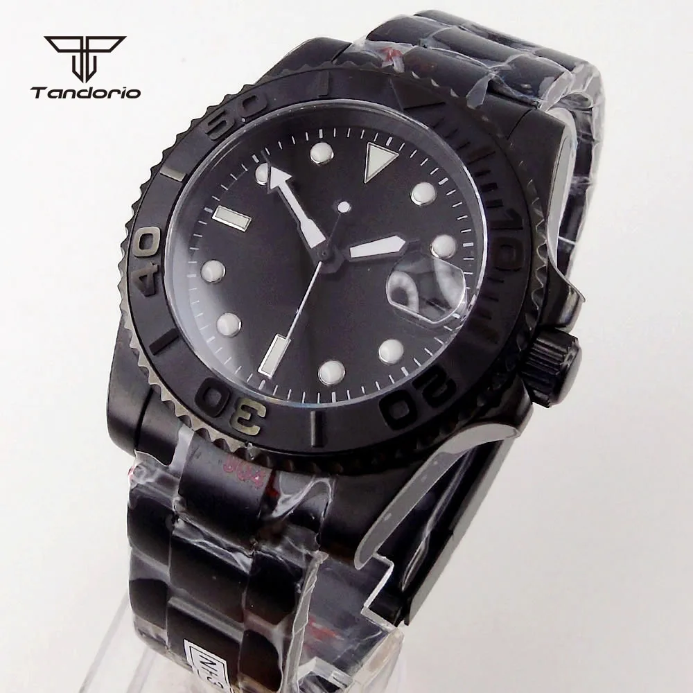 

40mm Black PVD Case NH35A/Miyota8215/Mingzhu2813/PT5000 Movement Cyclops Automatic Men's Watch Auto Date Bracelet