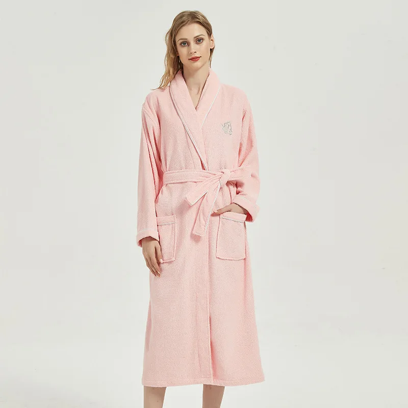 Winter Bathrobe Men Luxury Cotton Soft Long Terry Fleece Bathrobes Warm Thickened Dressing Gown Sleepwear Nightgown Home Clothes