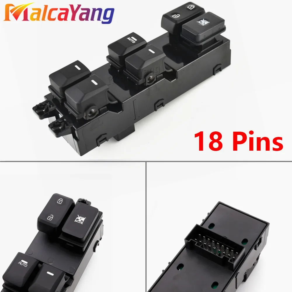 18 Pins 93570-1Y200 93570-1Y500 Power Window Switch Left LH Driver Front For KIA Morning Picanto 2011 2012 2013 2014 2015 2016 /