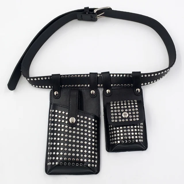 2PCS Nity Belt Bag For Women Punk Motorcycle Waist Bags Female Fanny Pack Crossbody Function Chest Bag Hip Hop Phone Purse
