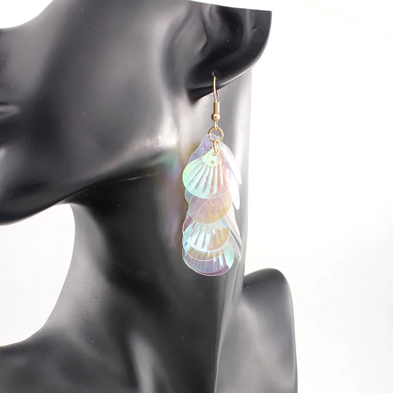 Bohemian Drop-Shaped Sequin Earrings Multilayer Colorful Long Earrings Women Statement Drop Earrings Fashion Gift A236