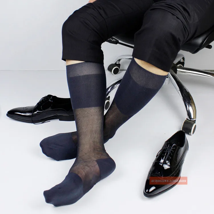 Calf Reinforced Socks Formal Dressing Short Sock Long Socks Hot Man Gents Fashion Sock Diamond Grid Patterned Tights Sweet Man