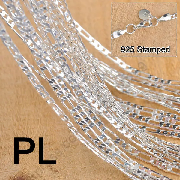 Großhandel 10 Teile/los 18 "2,5 MM Reinem 925 Sterling Silber Schmuck Figaro Halskette Ketten Set Karabinerverschlüsse Für Anhänger – Detail 2