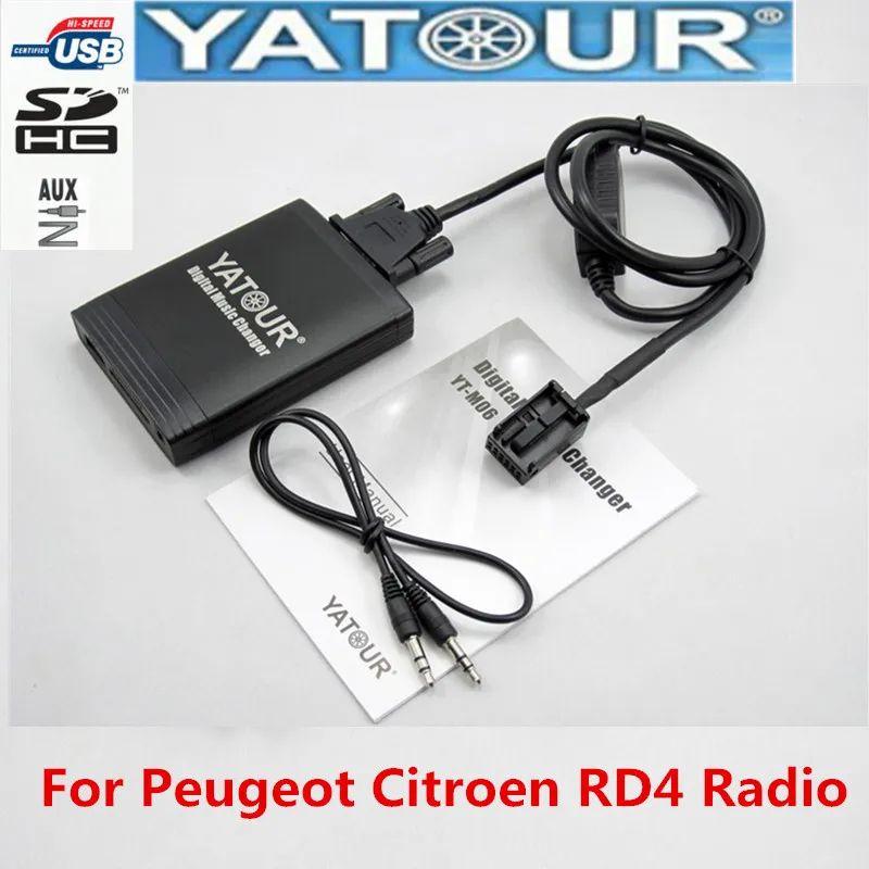 

USB Adapter Yatour for Peugeot 308 407 807 C4 C5 RD4 Radio MP3 Digital Music Changer SD AUX YT-M06 AUX Citroen C2 C3 C4 C5 C8