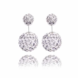 1 Pair Crystal Ball Simulated Double Side Earrings For Women Jewelry Pearl Jewelry Trendy Stud Earrings