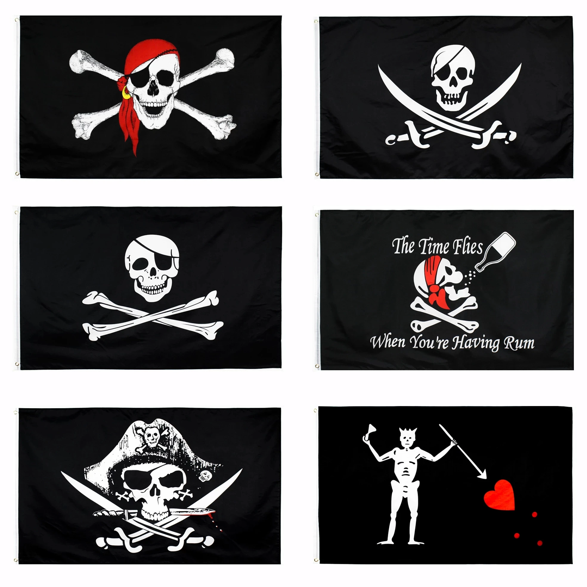 

90x150cm Skull and Cross Crossbones Sabres Swords Pirate Dead Man's Chest Flags Halloween Party Decoration