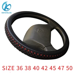 Car Steering Wheel Covers Leather+Ice Silk For Car Bus Truck 36 38 40 42 45 47 50cm Diameter Auto Steering-wheel cover