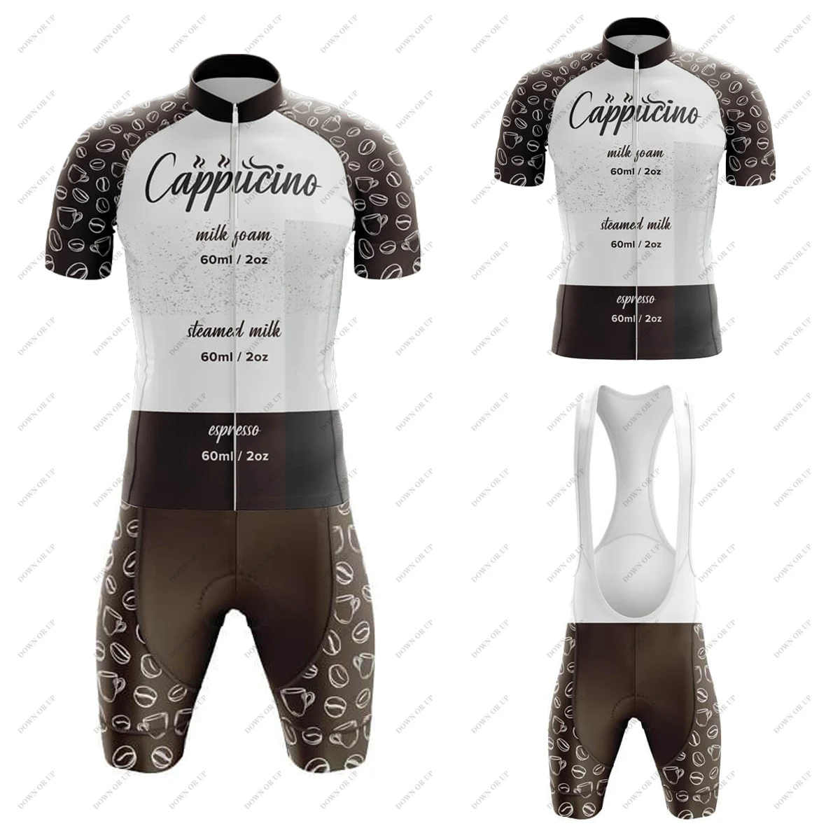 Men's Cycling Jersey sets Bicycle Short Sleeve Cycling Clothing Bike maillot Cycling Jersey Bib shorts Cappuccino Theme