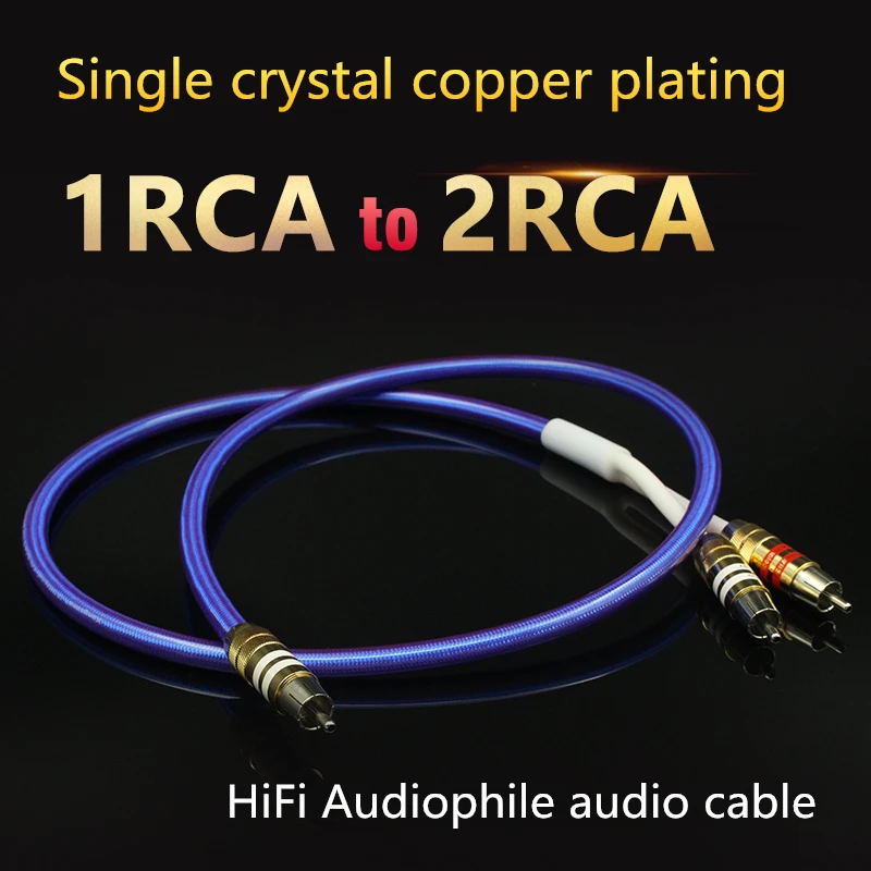 Cabo Hifi 1RCA para 2RCA Hi-end 4 núcleos cobre livre de oxigênio banhado a prata linha de áudio subwoofer RCA duplo